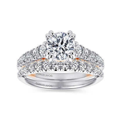 18K White-Rose Gold Round Diamond Engagement Ring