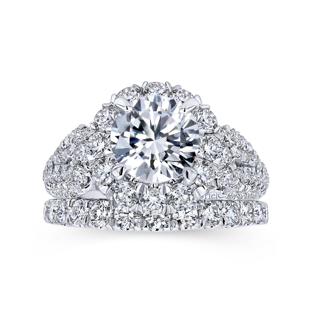 14K White Gold Round Halo Diamond Engagement Ring