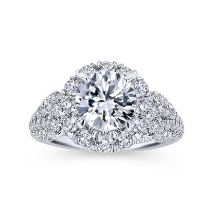 14K White Gold Round Halo Diamond Engagement Ring