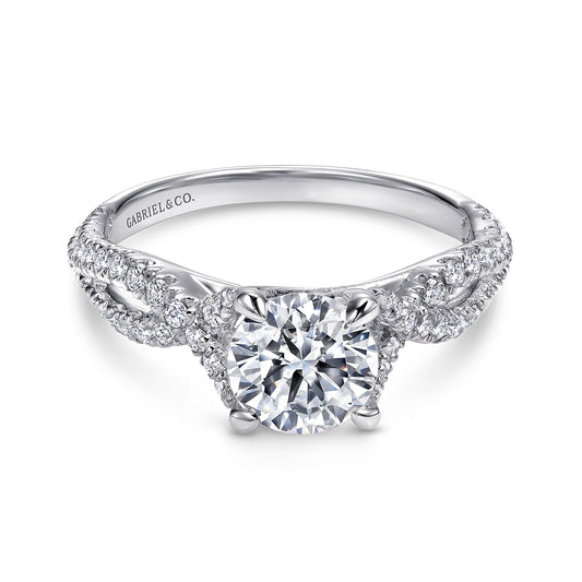 14K White Gold Round Diamond Engagement Ring
