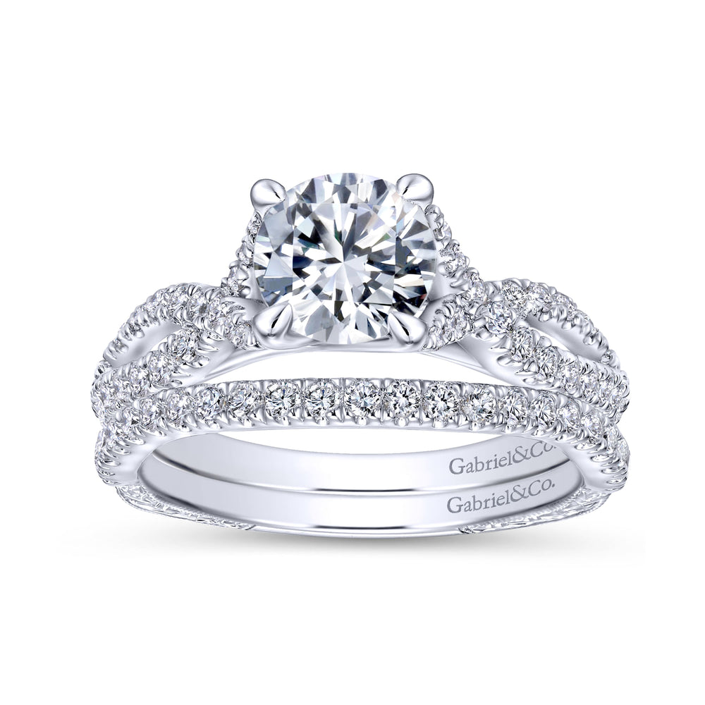 14K White Gold Round Diamond Engagement Ring