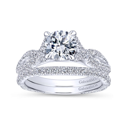 14K White Gold Round Diamond Engagement Ring
