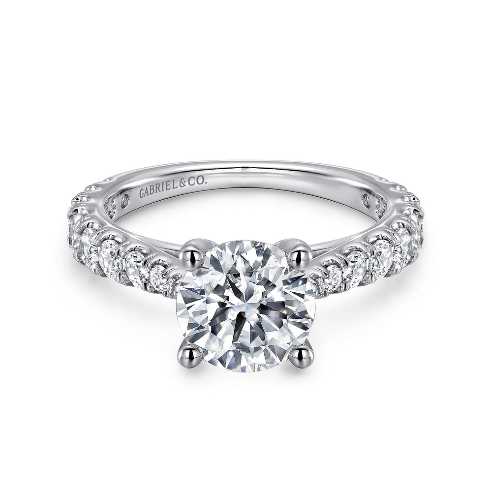 14K White Gold Round Diamond Engagement Ring