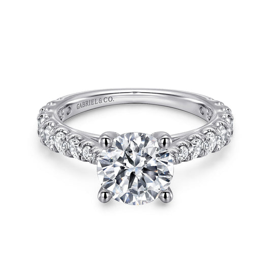 14K White Gold Round Diamond Engagement Ring