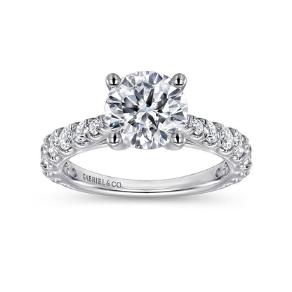 14K White Gold Round Diamond Engagement Ring