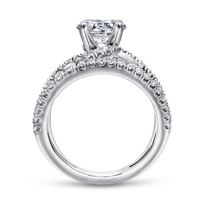 14K White Gold Round Split Shank Diamond Engagement Ring