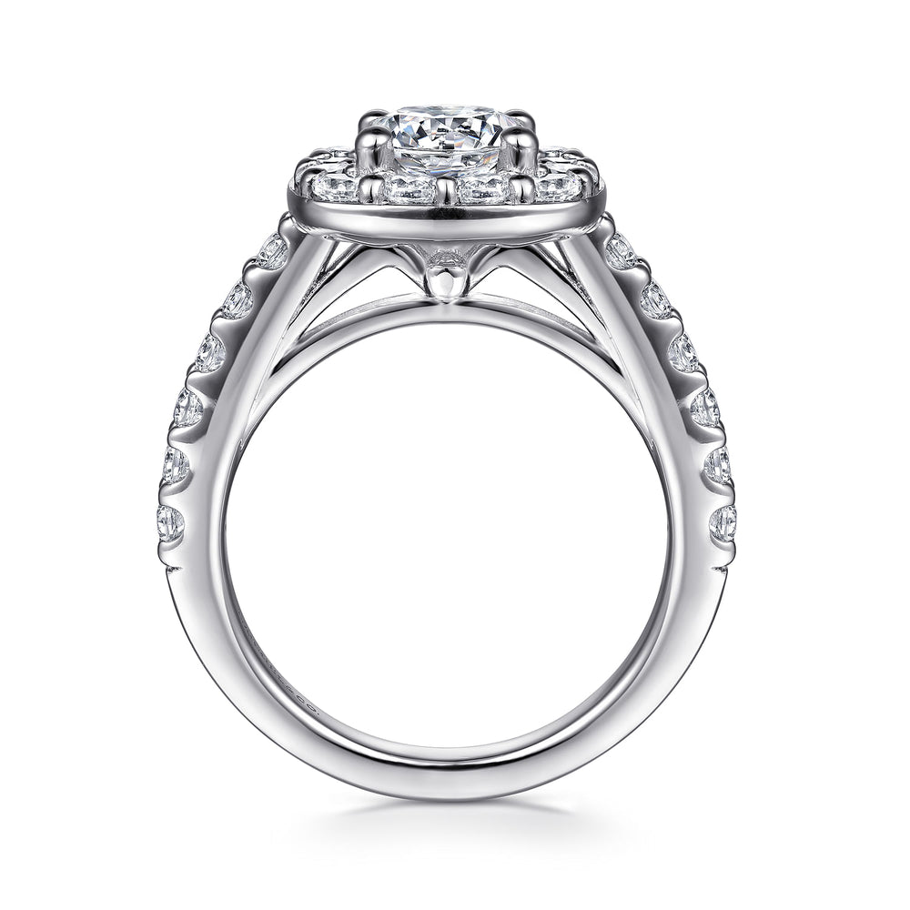 14K White Gold Round Halo Diamond Engagement Ring