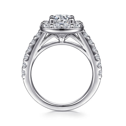 14K White Gold Round Halo Diamond Engagement Ring