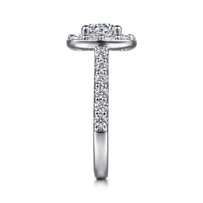 14K White Gold Round Halo Diamond Engagement Ring