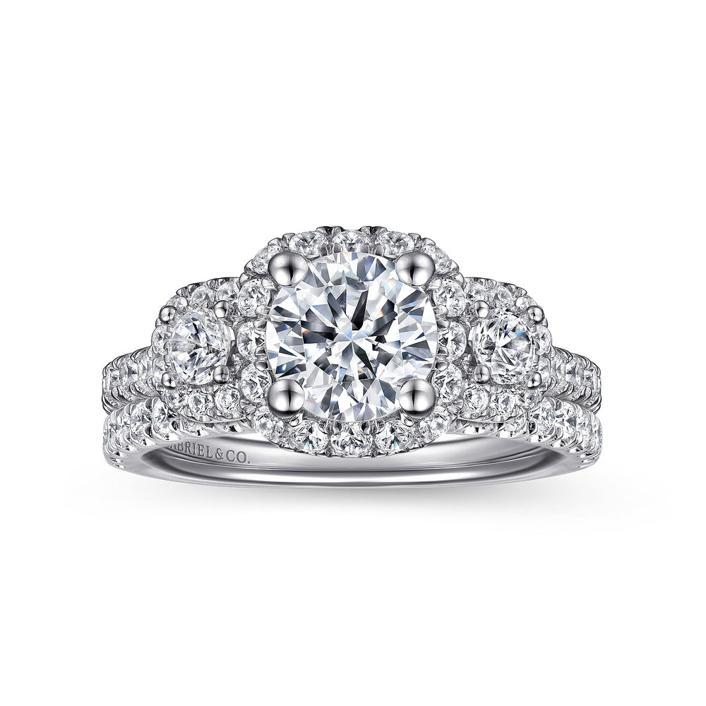 14K White Gold Round Diamond Engagement Ring