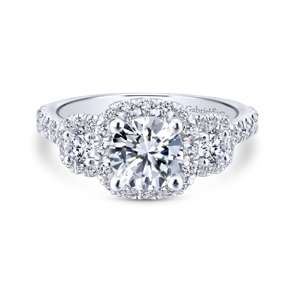 18K White Gold Round Diamond Engagement Ring