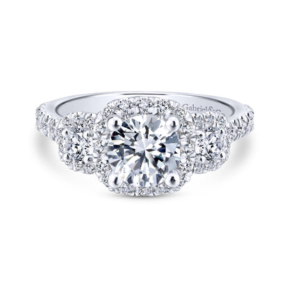 18K White Gold Round Diamond Engagement Ring