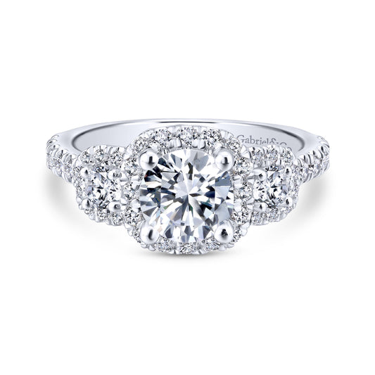 18K White Gold Round Diamond Engagement Ring