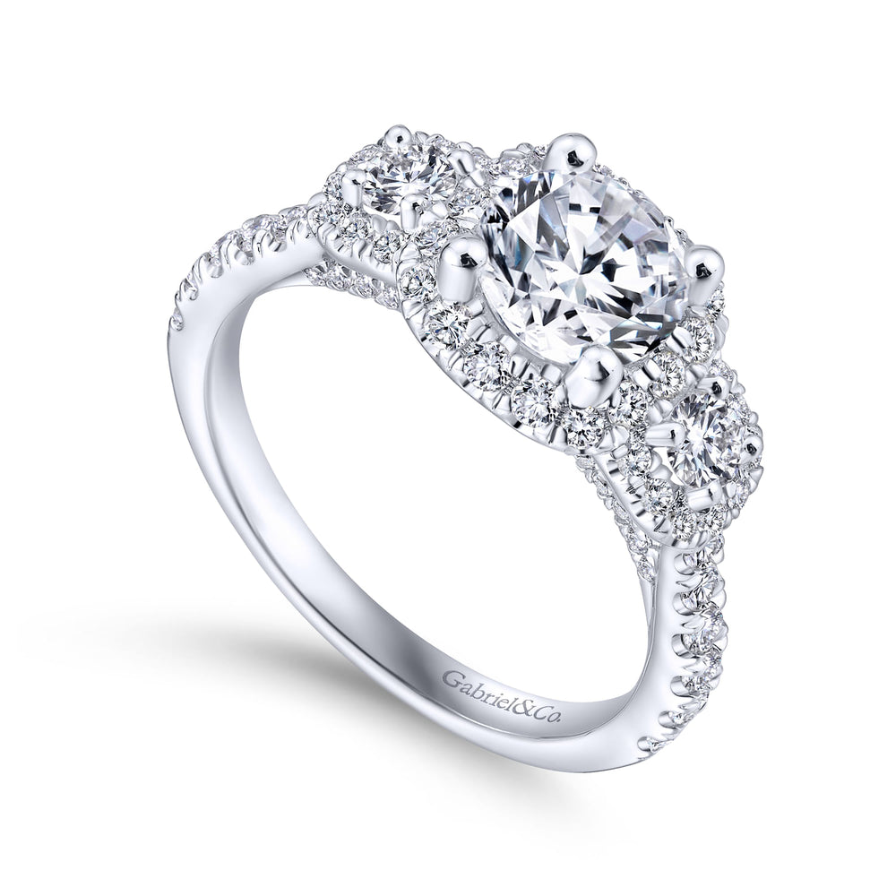 18K White Gold Round Diamond Engagement Ring