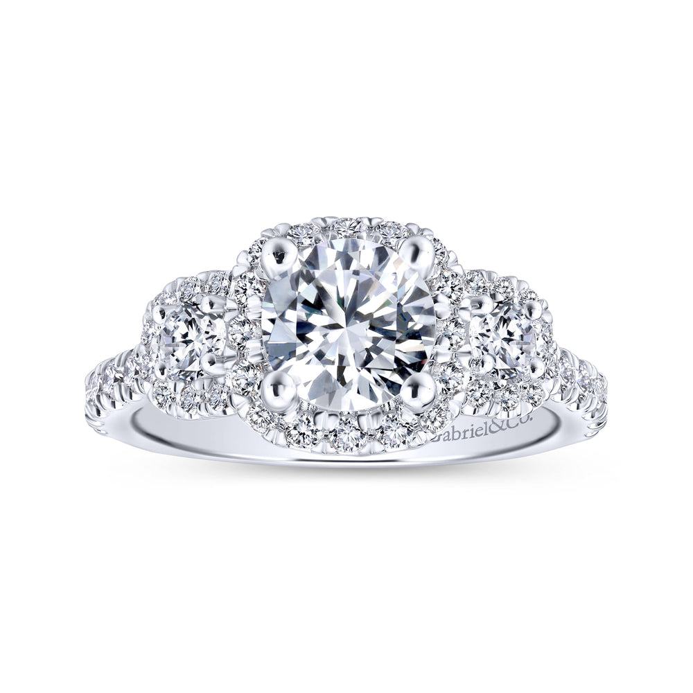 18K White Gold Round Diamond Engagement Ring
