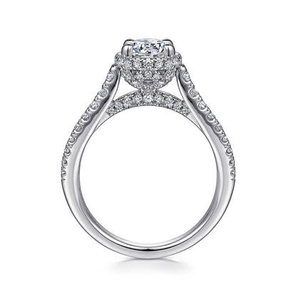 14K White Gold Hidden Halo Round Diamond Engagement Ring