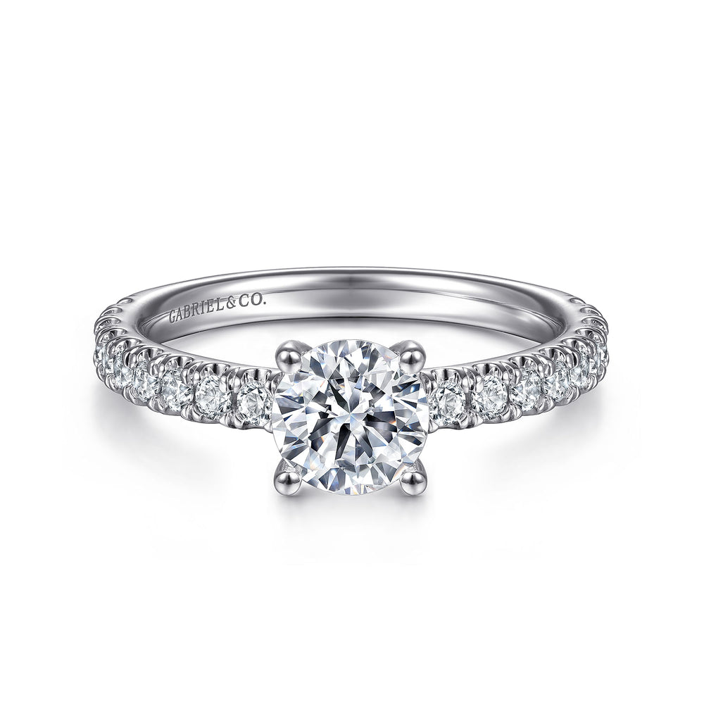 14K White Gold Round Diamond Engagement Ring