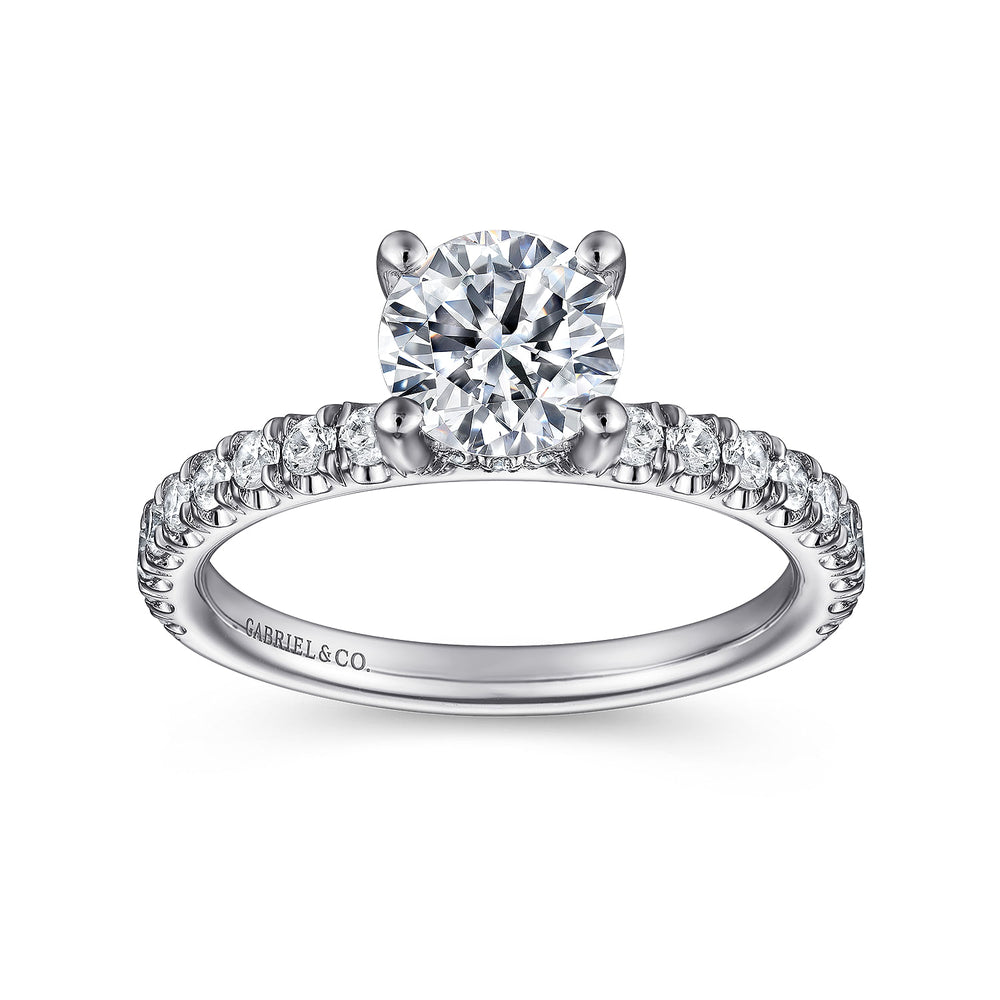 14K White Gold Round Diamond Engagement Ring