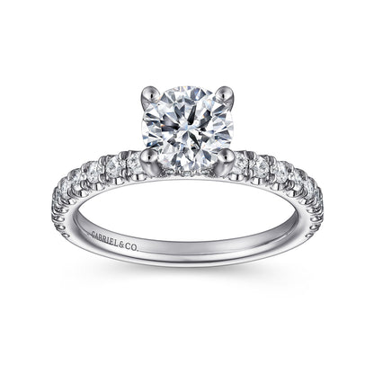 14K White Gold Round Diamond Engagement Ring