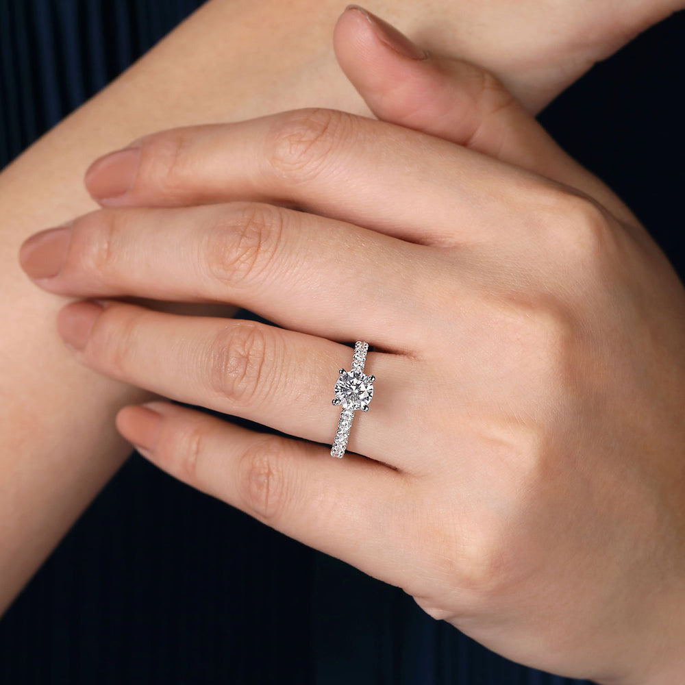 14K White Gold Round Diamond Engagement Ring