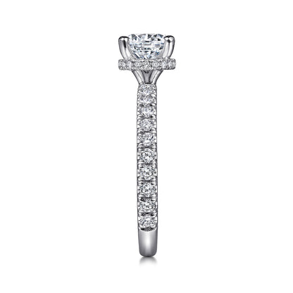 14K White Gold Hidden Halo Round Diamond Engagement Ring