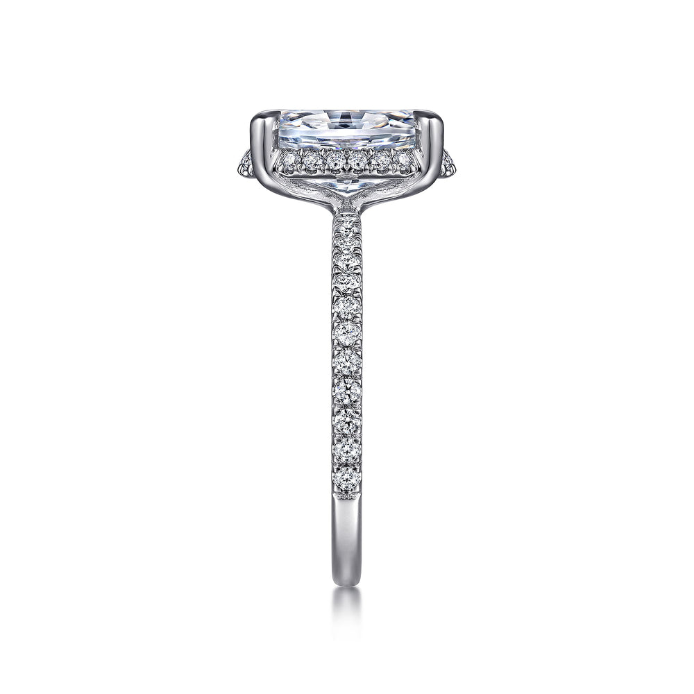 14K White Gold Hidden Halo Oval Diamond Engagement Ring