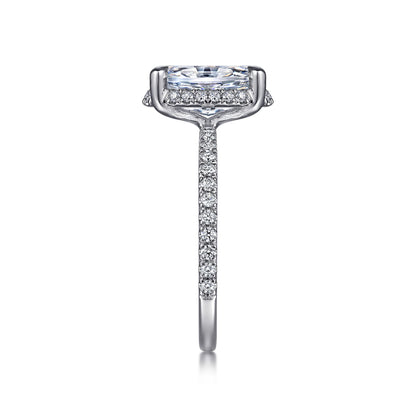 14K White Gold Hidden Halo Oval Diamond Engagement Ring