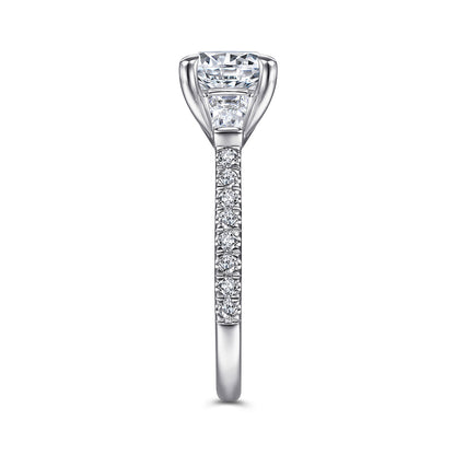 14K White Gold Round 3 Stone Diamond Channel Set Engagement Ring