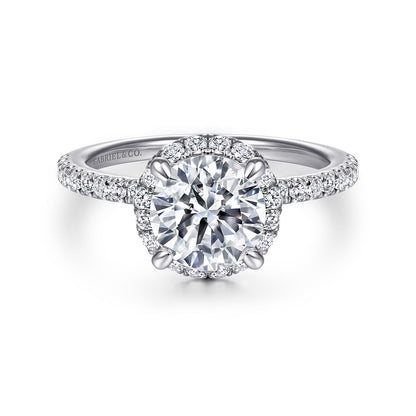 14K White Gold Round Halo Diamond Engagement Ring