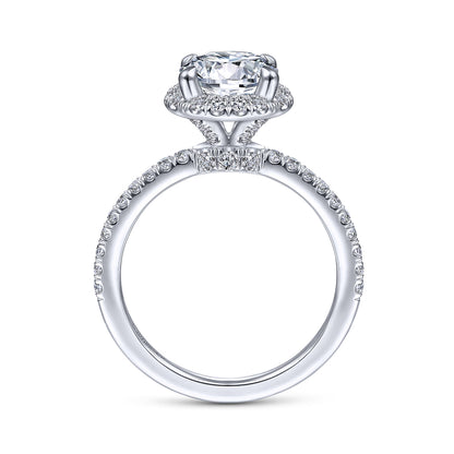 14K White Gold Round Halo Diamond Engagement Ring