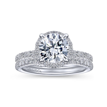 14K White Gold Round Halo Diamond Engagement Ring