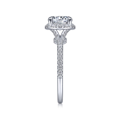 14K White Gold Round Halo Diamond Engagement Ring