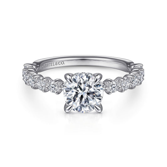 14K White Gold Round Diamond Engagement Ring