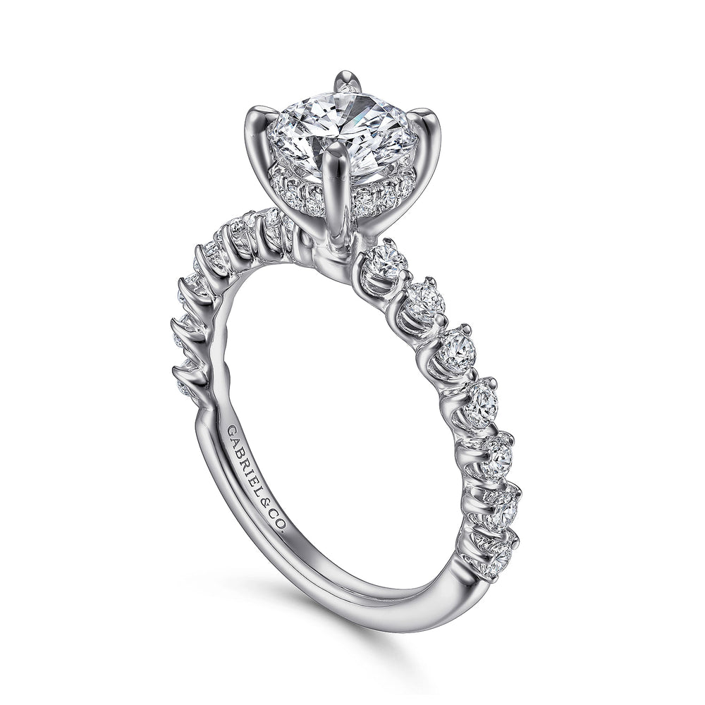 14K White Gold Round Diamond Engagement Ring