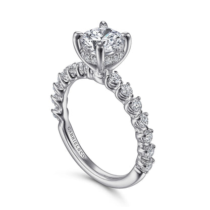 14K White Gold Round Diamond Engagement Ring