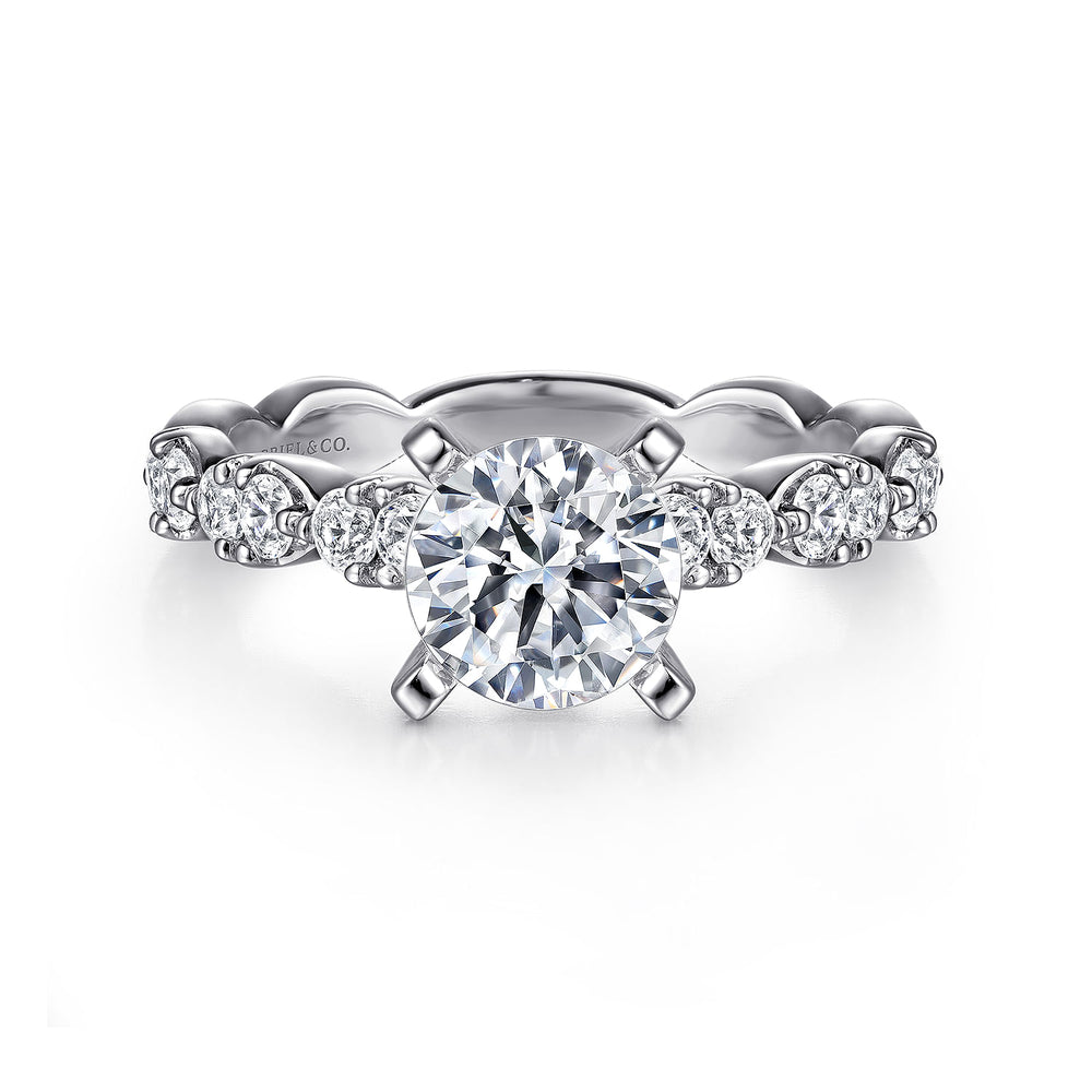 14K White Gold Round Diamond Engagement Ring