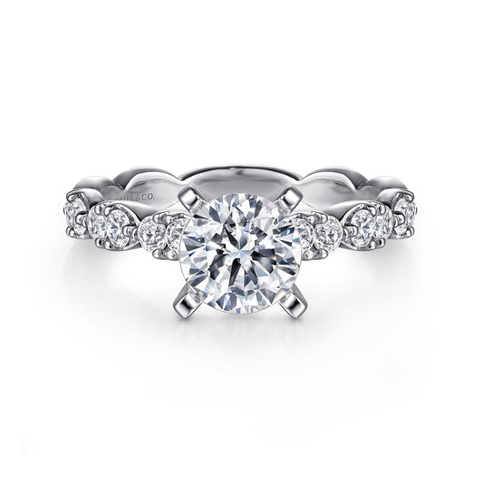 14K White Gold Round Diamond Engagement Ring