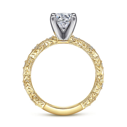 14K Yellow Gold Round Diamond Engagement Ring