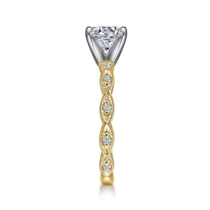 14K Yellow Gold Round Diamond Engagement Ring