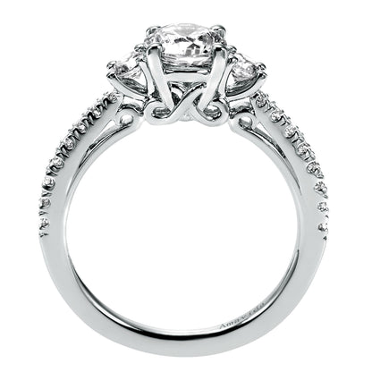 18K White Gold Round Three Stone Diamond Engagement Ring