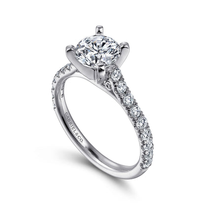 14K White Gold Round Diamond Engagement Ring
