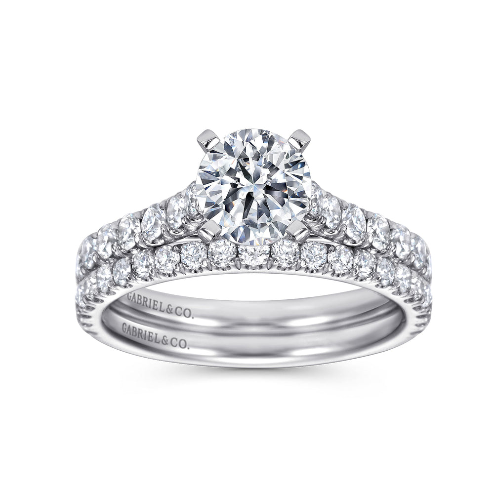 14K White Gold Round Diamond Engagement Ring
