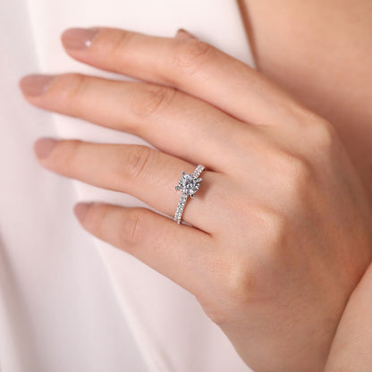 14K White Gold Round Diamond Engagement Ring