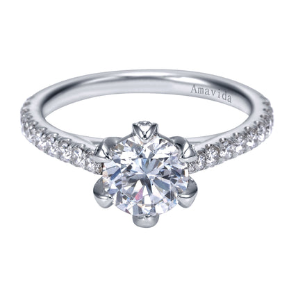 18K White Gold Round Diamond Engagement Ring