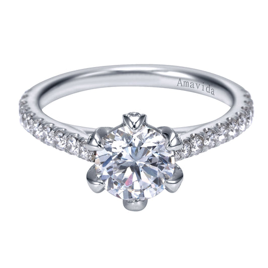 18K White Gold Round Diamond Engagement Ring