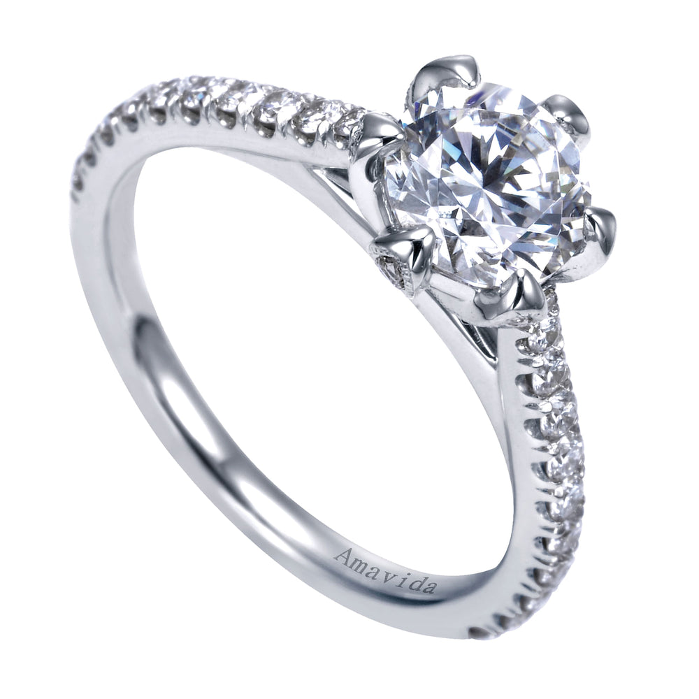 18K White Gold Round Diamond Engagement Ring