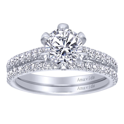 18K White Gold Round Diamond Engagement Ring