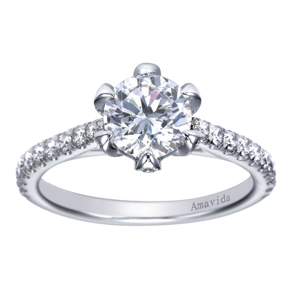 18K White Gold Round Diamond Engagement Ring
