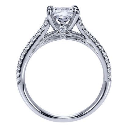 14K White Gold Princess Cut Split Shank Diamond Engagement Ring
