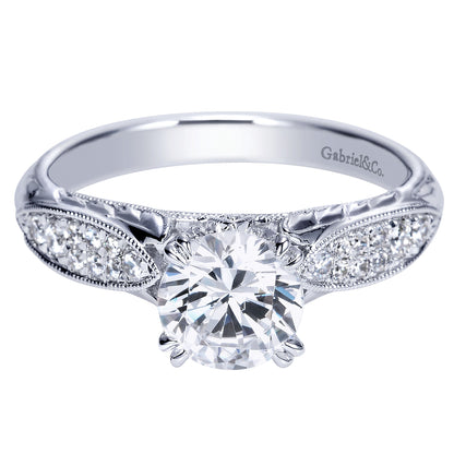 14K White Gold Round Diamond Engagement Ring